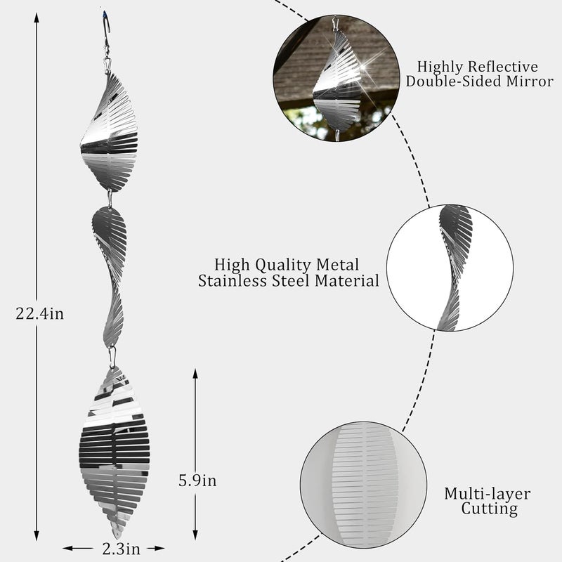ToBeAce Stainless Steel Bird Deterrents for Outside,3D Wind Spinners Outdoor Decor,12 Discs Reflective Bird Scare Discs 4 Set Bird Reflectors to Keep Woodpecker Pigeon Away from House Window Patio Yard Porch - Image 5